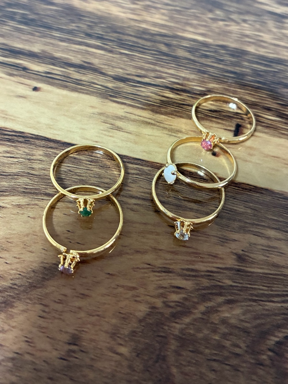 Gold Stackable Gemstone Rings - Multicolor Stones - Picture 2 of 5